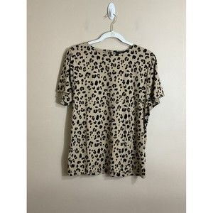 J Crew Womens Animal Print Shirt Size Medium Tan Cheetah Leopard Work Career